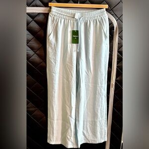 Halara High Waisted Drawstring Pocket Wide Leg Casual Linen-Like Pants